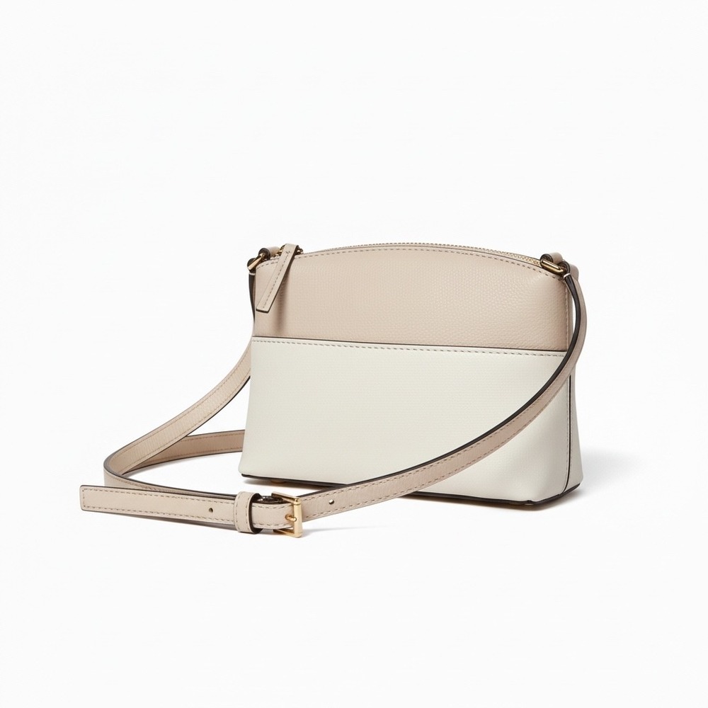 Kate Spade Millie Grove Street Leather Crossbody Bag Colorblock Beige & Cream - Picture 3 of 16